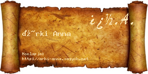 Árki Anna névjegykártya